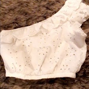 White off the shoulder crop top
